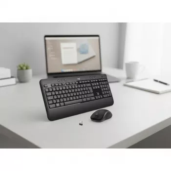 Conjunto de teclado y ratón inalámbricos Logitech MK540 Advanced – teclado QWERTZ de tamaño completo, receptor USB, distribución US, ratón ergonómico, negro/blanco