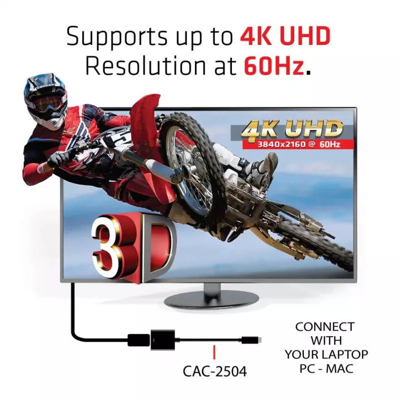 Adaptador activo USB 3.1 Type-C a HDMI 2.0 UHD 4K 60Hz CLUB3D CAC-2504