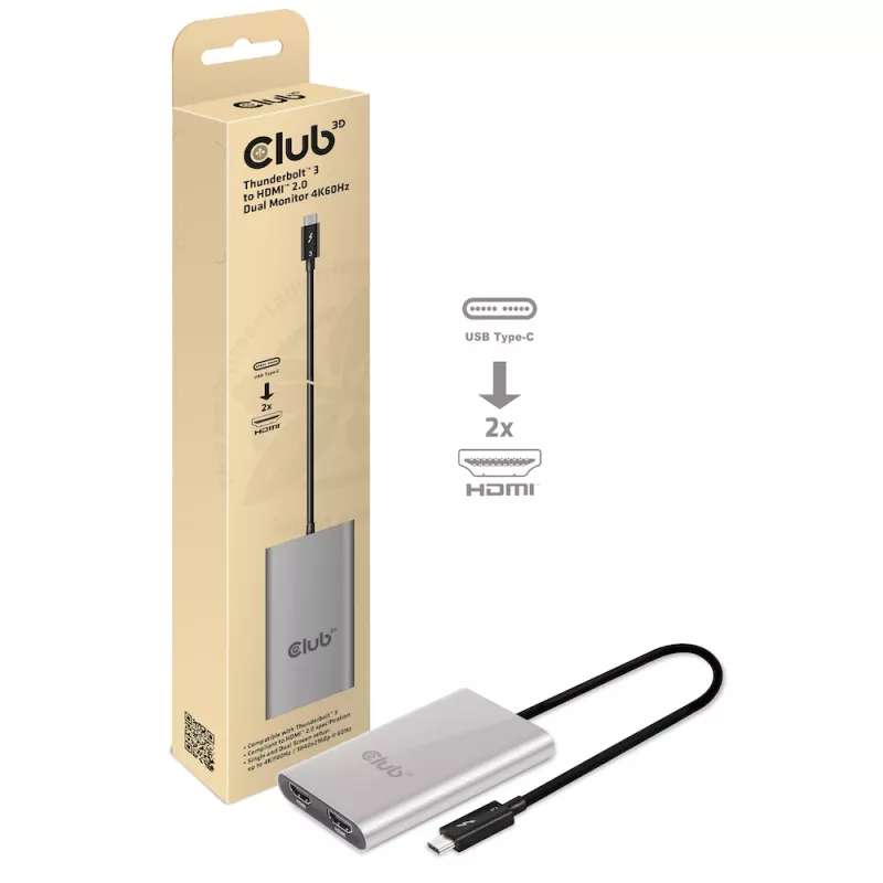 Adaptador CLUB3D Thunderbolt 3 a doble HDMI 2.0