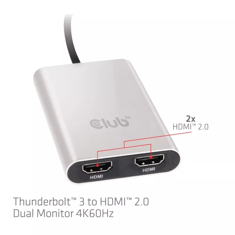 Adaptador CLUB3D Thunderbolt 3 a doble HDMI 2.0