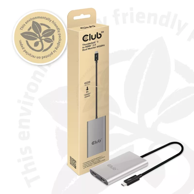 Adaptador CLUB3D Thunderbolt 3 a doble HDMI 2.0