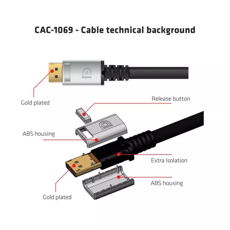 Club 3D CAC-1069 cable DisplayPort 1.4 HBR3 8K 60 Hz, 32,4 Gbps, DSC, HDR, certificado VESA, M/M, 4 m, negro