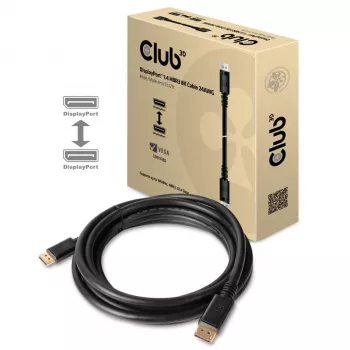 Club 3D CAC-1069B cable DisplayPort 1.4 HBR3 8K 60 Hz, 32,4 Gbps, DSC 1.2, certificado VESA, M/M, 4 m, negro