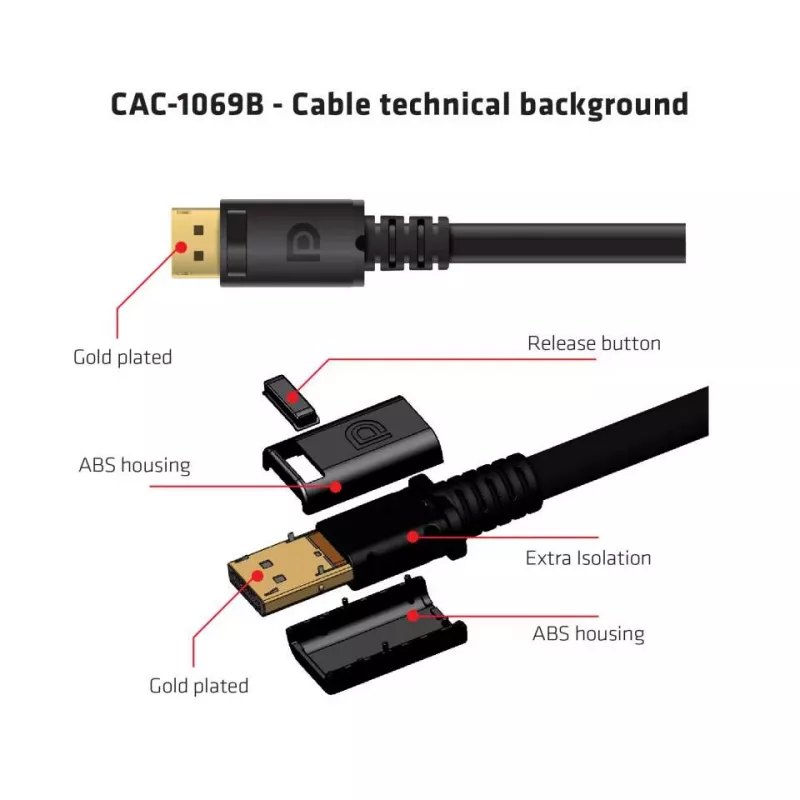 Club 3D CAC-1069B cable DisplayPort 1.4 HBR3 8K 60 Hz, 32,4 Gbps, DSC 1.2, certificado VESA, M/M, 4 m, negro