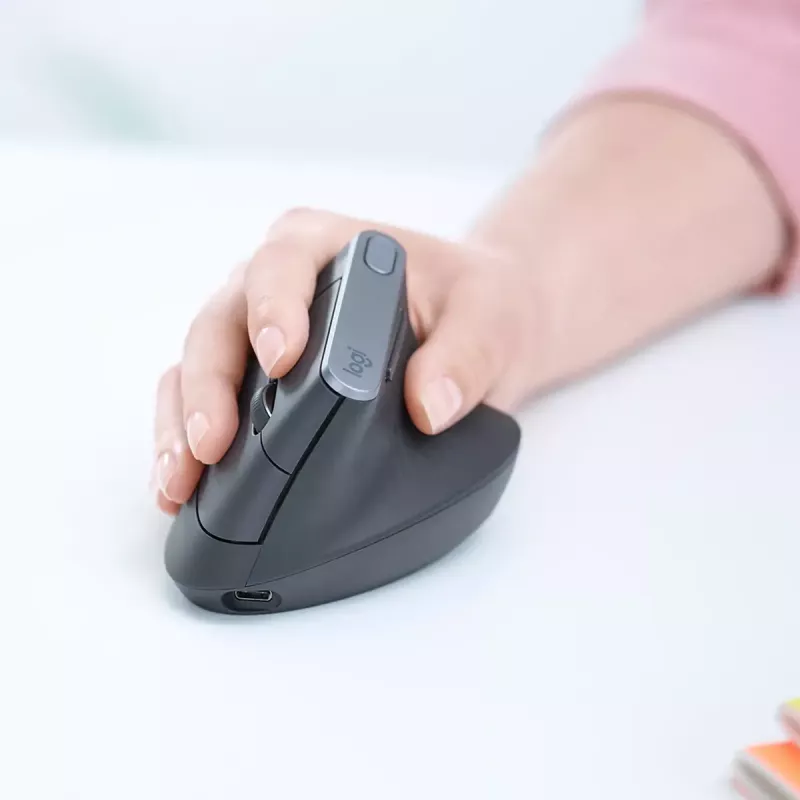 Ratón inalámbrico ergonómico Logitech MX Vertical, MX Vertical, 4000 DPI, RF Wireless + Bluetooth, para diestros, grafito, uso de oficina