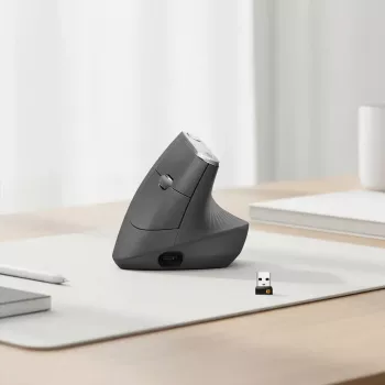 Ratón inalámbrico ergonómico Logitech MX Vertical, MX Vertical, 4000 DPI, RF Wireless + Bluetooth, para diestros, grafito, uso de oficina