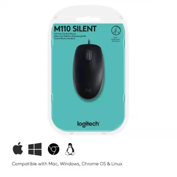 Ratón Logitech B110 Silent con cable USB negro