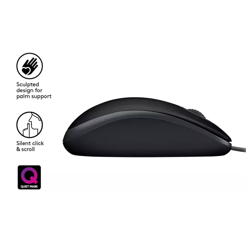 Ratón Logitech B110 Silent con cable USB negro