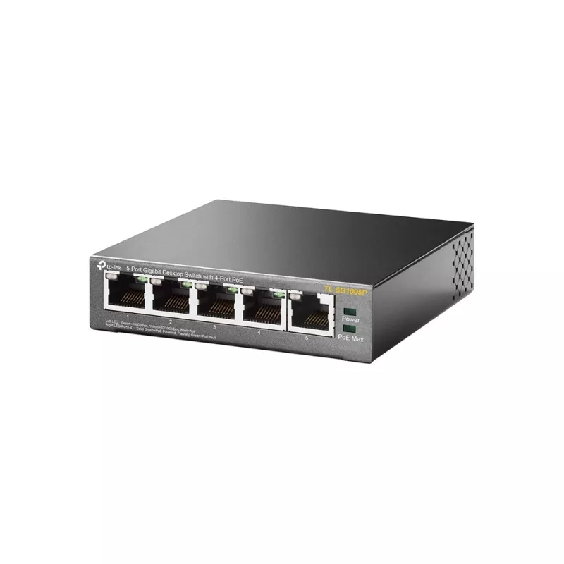 Switch TP-Link 5 puertos Gigabit Desktop PoE con 4 puertos, no gestionado, Gigabit Ethernet (10/100/1000), Power over Ethernet (PoE)