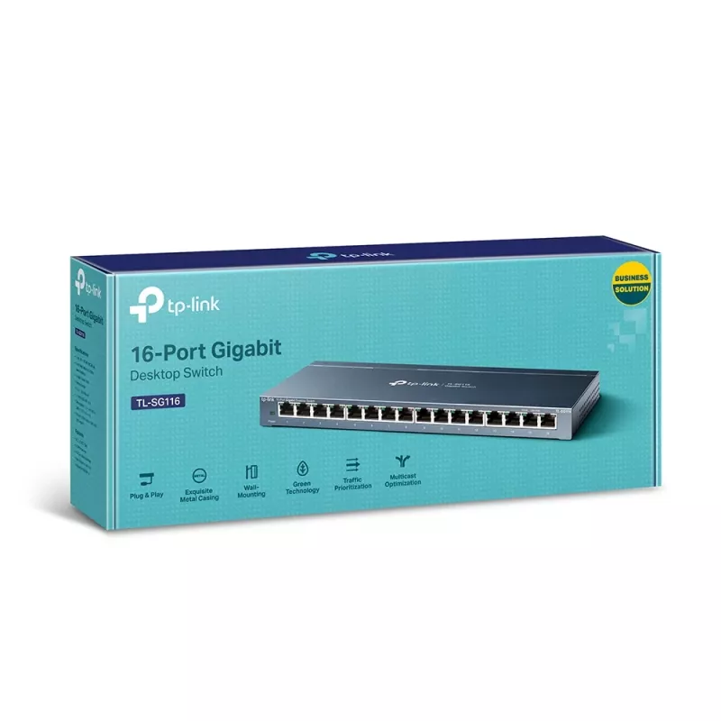 Switch de red TP-Link 16 puertos Gigabit Desktop, no gestionado, Gigabit Ethernet (10/100/1000), full duplex