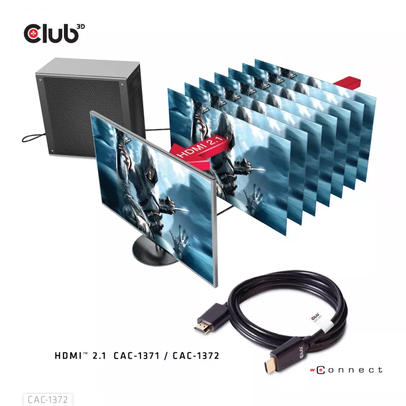 Cable certificado CLUB3D Ultra High Speed HDMI 4K120Hz, 8K60Hz 48 Gbit/s M/M 2 m
