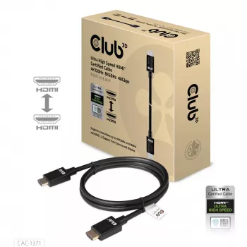 Cable certificado CLUB3D Ultra High Speed HDMI 4K120Hz, 8K60Hz 48Gbps M/M 1 m/3.28 ft