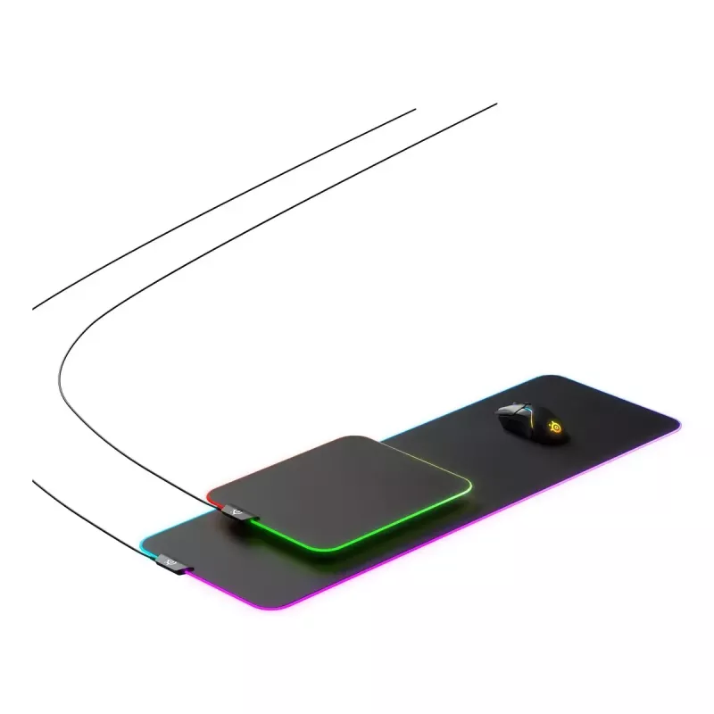 Alfombrilla gaming STEELSERIES QcK Prism Cloth XL — superficie de tela, 900×300 mm, 4 mm de grosor, retroiluminación RGB