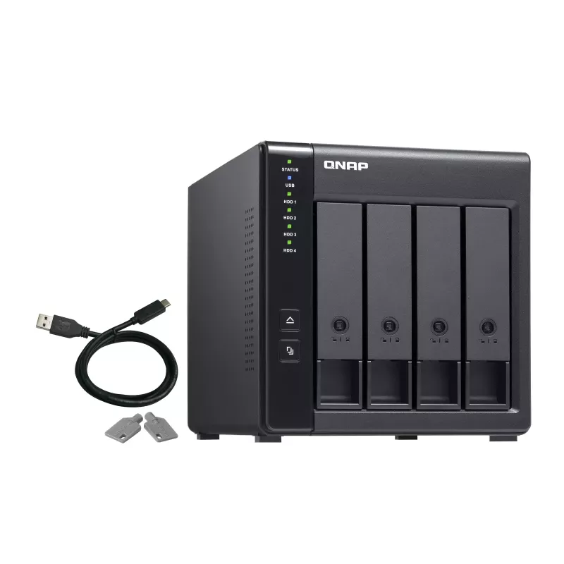 Caja QNAP TR-004 de 4 bahías - 2.5/3.5 pulgadas - Serial ATA II - 0,1,5,10,JBOD - 3.2 Gen 1 (3.1 Gen 1) - USB Type-C