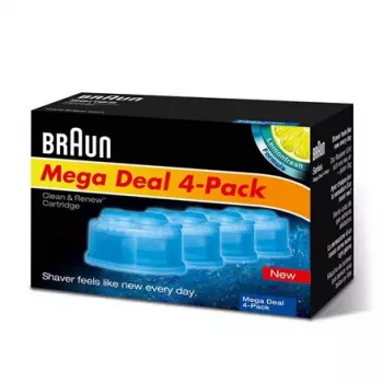 BRAUN CCR4 recambios de cartuchos 3+1 para el sistema de limpieza y carga Clean&Renew, pack de tres recambios más uno adicional