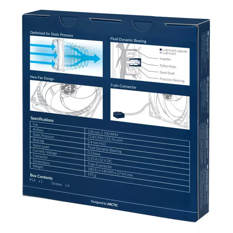 ARCTIC P14 – ventilador de 140 mm optimizado para presión