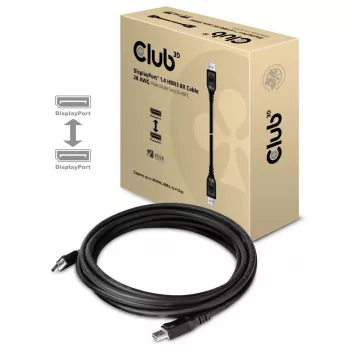 Club 3D CAC-1061 cable DisplayPort 1.4 HBR3 8K 60 Hz, 32,4 Gbps, DSC 1.2, certificado VESA, con bloqueo, M/M, 5 m, negro