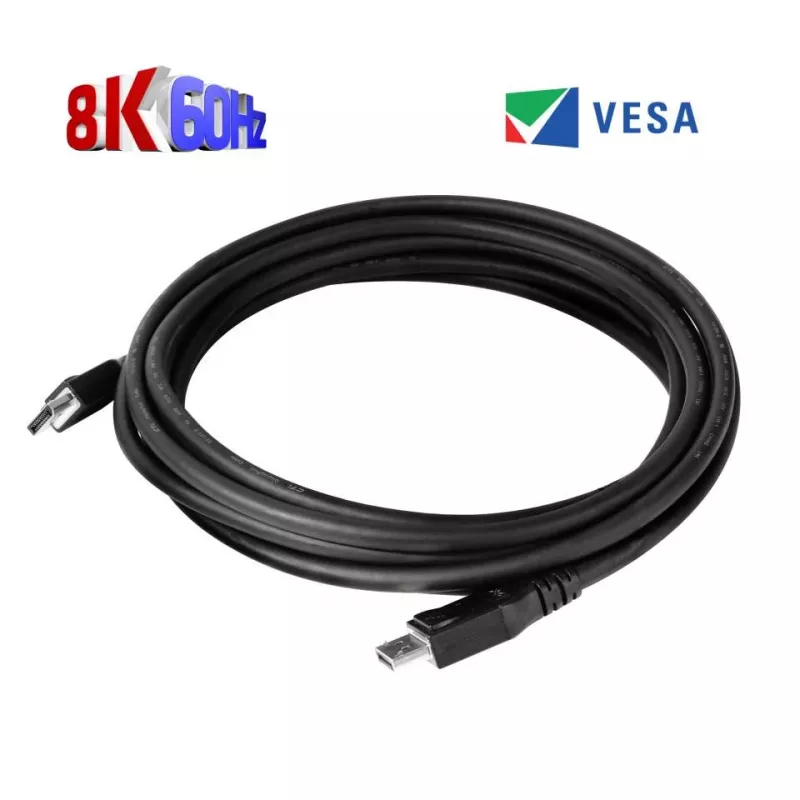 Club 3D CAC-1061 cable DisplayPort 1.4 HBR3 8K 60 Hz, 32,4 Gbps, DSC 1.2, certificado VESA, con bloqueo, M/M, 5 m, negro