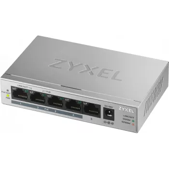 Zyxel GS1005HP Gigabit Ethernet (10/100/1000) no gestionado Power over Ethernet (PoE) Plata