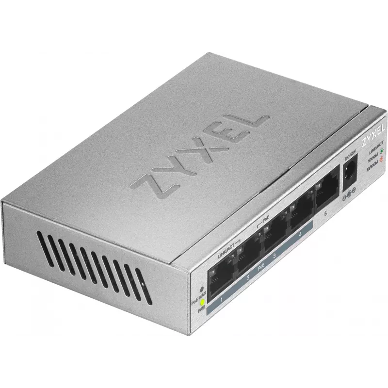 Zyxel GS1005HP Gigabit Ethernet (10/100/1000) no gestionado Power over Ethernet (PoE) Plata