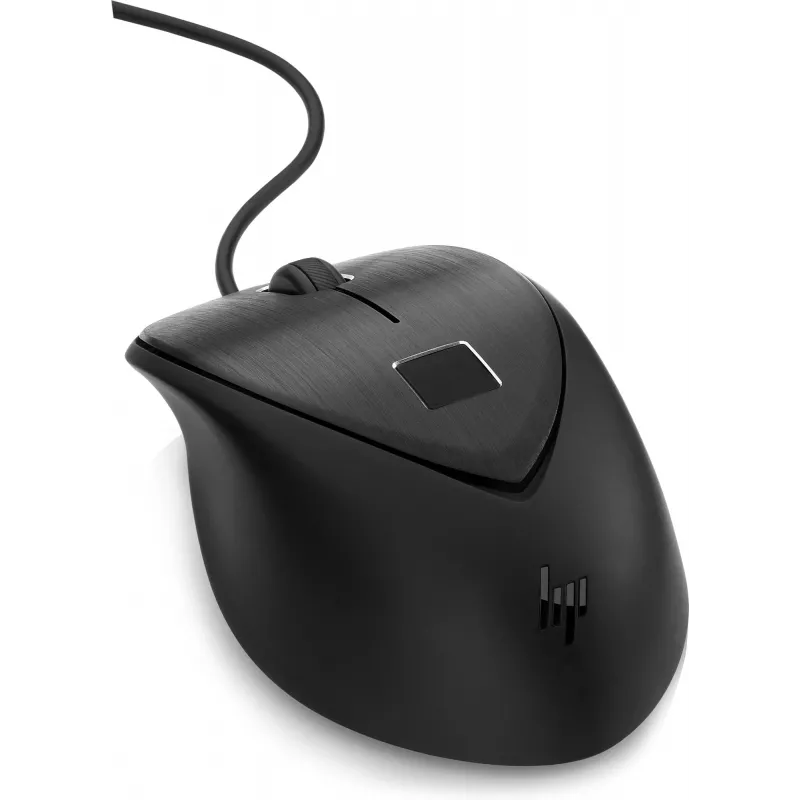Ratón HP con lector de huellas USB, ambidiestro, USB Type-A, negro