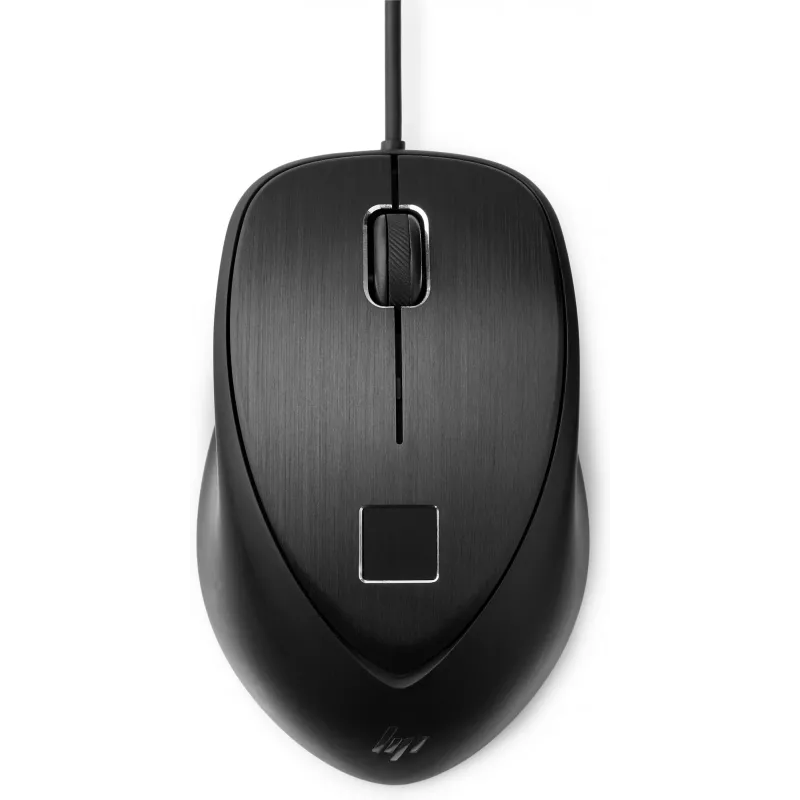 Ratón HP con lector de huellas USB, ambidiestro, USB Type-A, negro