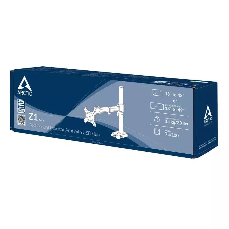 ARCTIC Z1 (Gen 3) - Brazo de monitor para montaje en mesa con hub USB