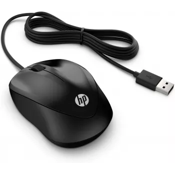 Ratón con cable HP 1000, ambidiestro, USB Type-A, 1200 DPI, Negro