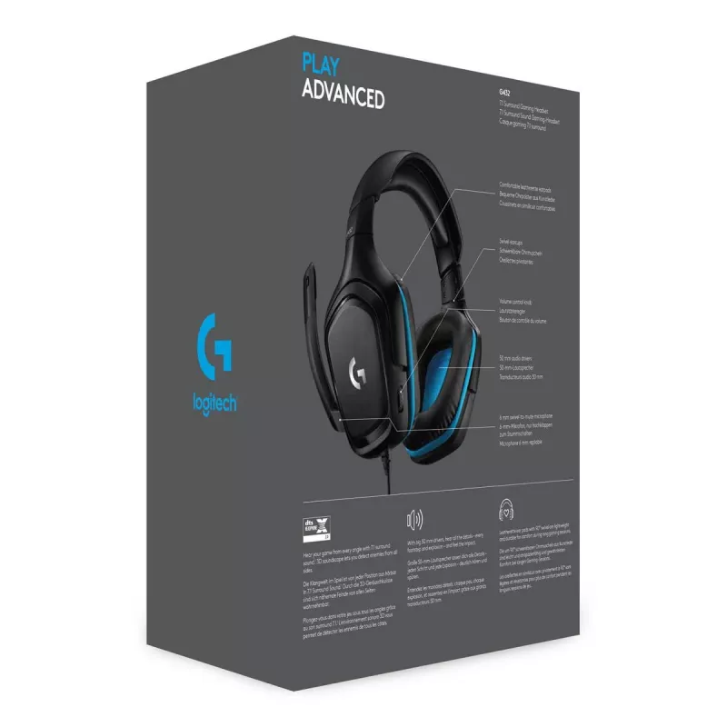 Auriculares gaming LOGITECH G432 - USB / 3.5mm - 7.1 Surround - Azul