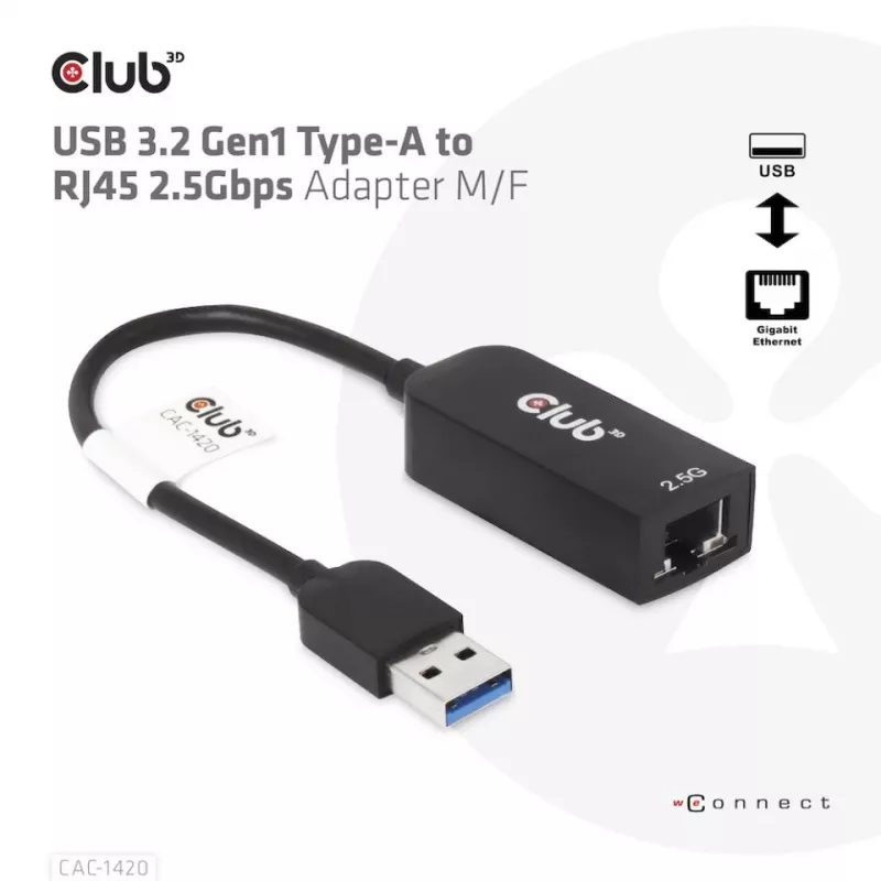 Adaptador CLUB3D USB 3.2 Gen1 Type-A a RJ45 2.5Gbps