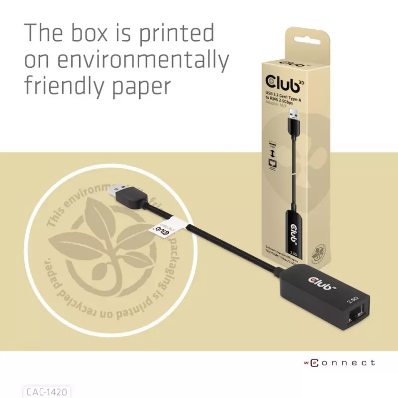 Adaptador CLUB3D USB 3.2 Gen1 Type-A a RJ45 2.5Gbps
