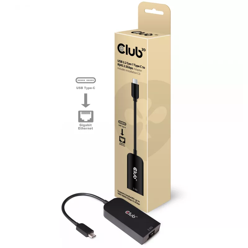 Adaptador CLUB3D USB 3.2 Gen1 Type-C a RJ45 2.5Gbps