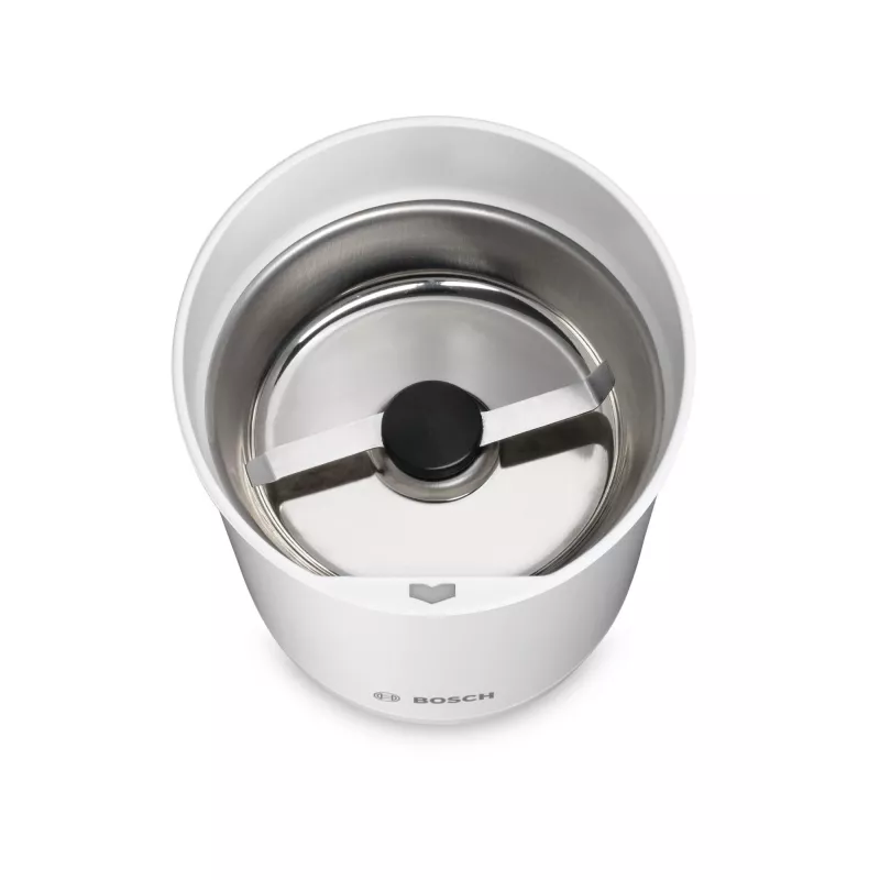 Molino de café de cuchillas Bosch TSM6A011W, 180 W, 75 g de capacidad, blanco