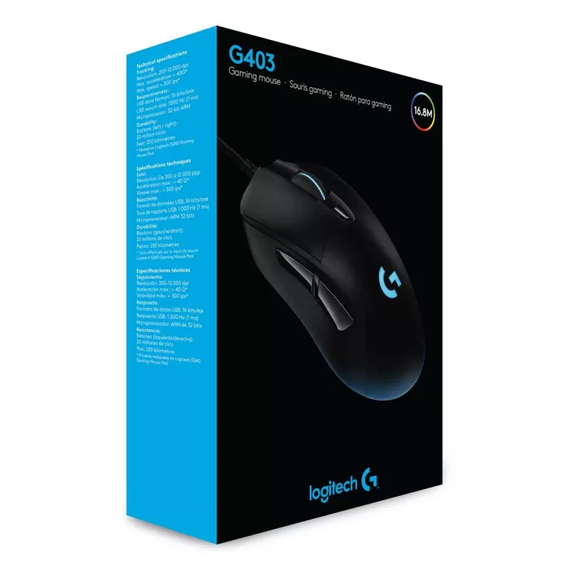Ratón gaming LOGITECH G403 Hero USB Negro EWR2