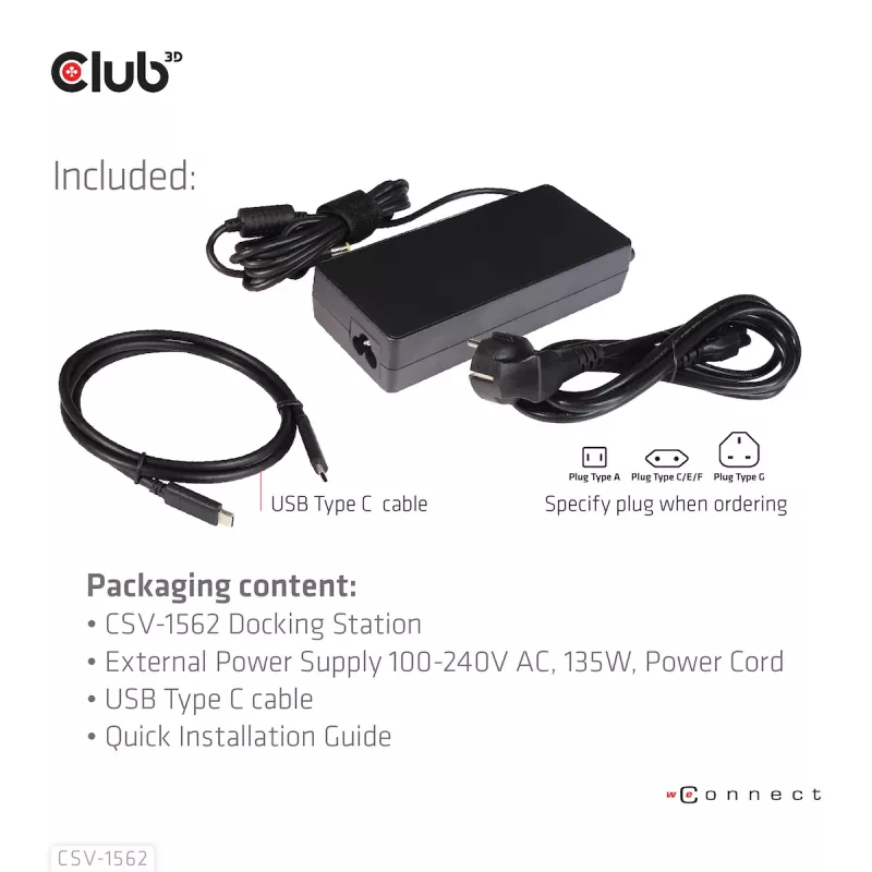 CLUB3D CSV-1562 es una estación de acoplamiento universal USB3.2 Gen1 Type-C Triple 4K30Hz con carga y certificada por DisplayLink®. La estación de acoplamiento universal con carga