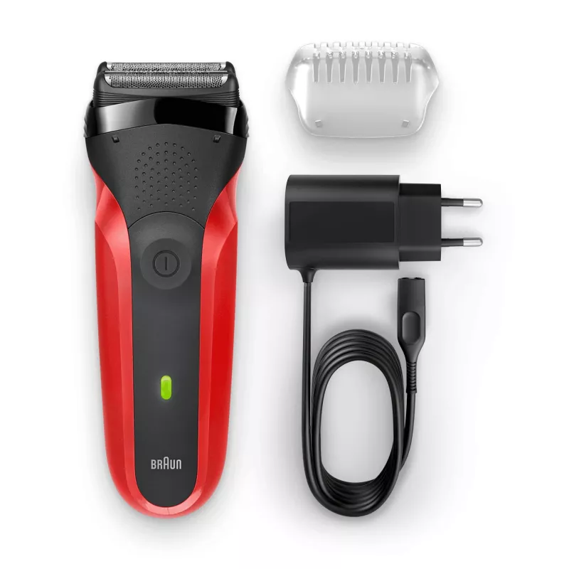 Afeitadora de lámina Braun Series 3 300s con recortador negro, rojo