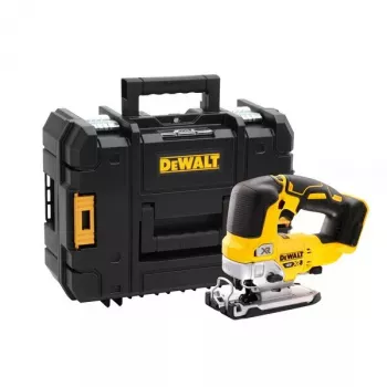 Sierra de calar DeWALT DCS334NT-XJ inalámbrica 18V, carrera 2,6 cm, profundidad de corte en madera 135 mm, inclinación 0–45°, Top-Handle, empuñadura blanda