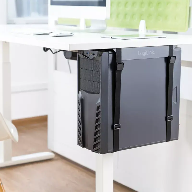 Soporte para CPU LOGILINK EO0009 — soporte de torre de escritorio de acero ajustable, negro, RoHS