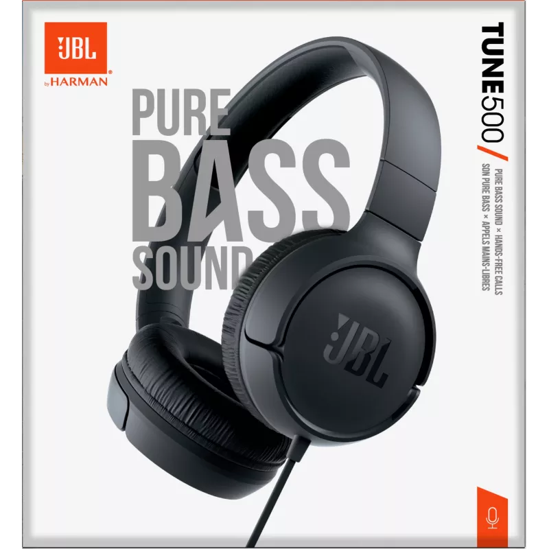 JBL Tune 500 NEGRO, Con cable, 20 - 20000 Hz, Llamadas/Música, 148 g, Auricular, Negro