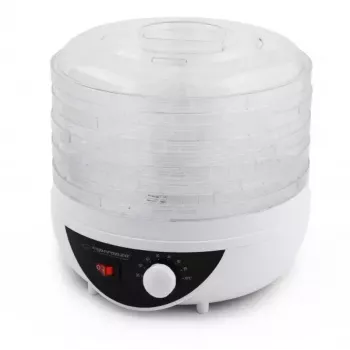 Deshidratador de alimentos ESPERANZA EKD002 – 5 bandejas, 250 W, termostato regulable, temperatura máxima 75 °C, blanco translúcido