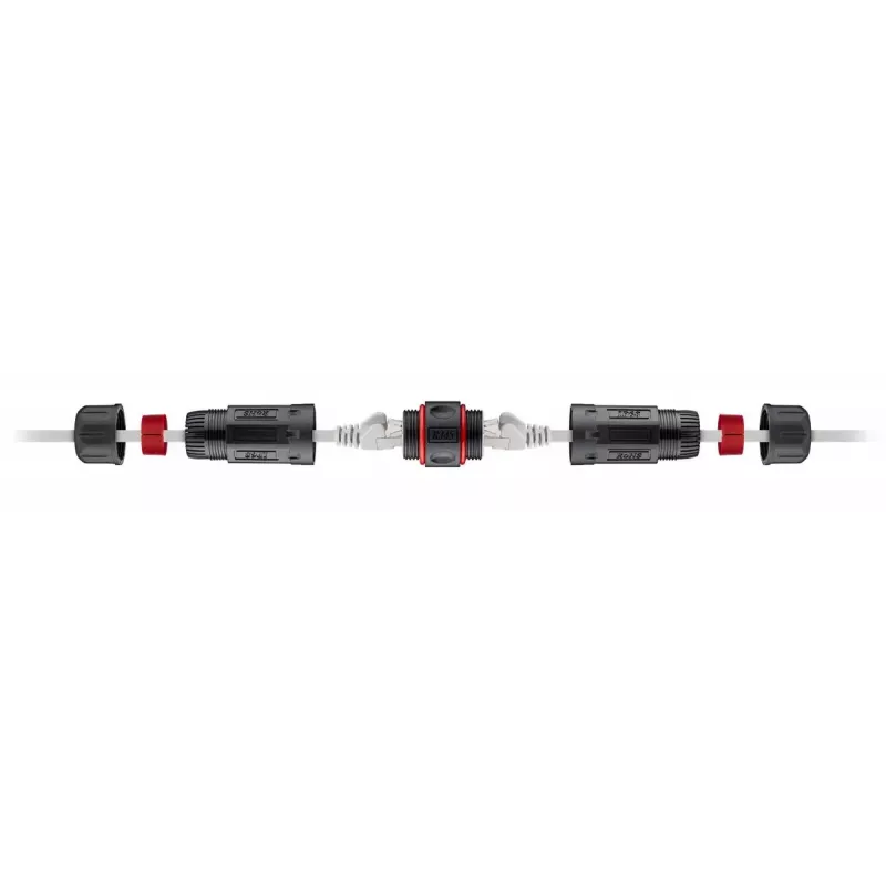 Goobay 79566 acoplador RJ45 para exteriores, CAT 6 STP, IP68, 2x RJ45 hembra, 12 cm, negro