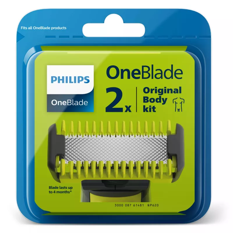 Cuchillas de afeitado Philips Norelco OneBlade QP620/50 de repuesto, negras, pack de 2