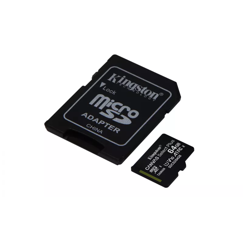 Kingston Technology Canvas Select 64GB microSDXC Plus 100R A1 C10 tarjeta + ADP