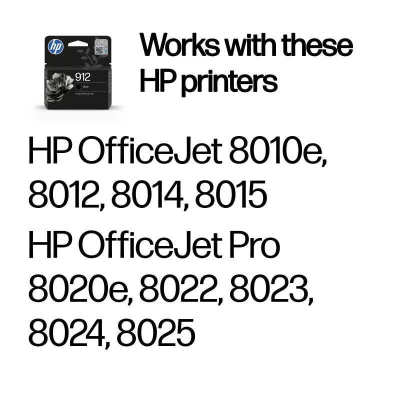 HP 912 Cartucho de tinta original negro, negro, 1 ud., 250 páginas