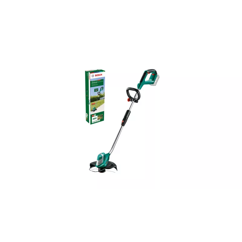 Bosch AdvancedGrassCut 36 cortabordes a batería, 36 V, 30 cm, hilo de nailon, tubo telescópico, empuñadura auxiliar ajustable, 2,9 kg, sin batería ni cargador, verde/negro