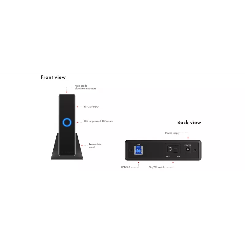 ICY BOX IB-377U3 Caja para HDD negra 3,5