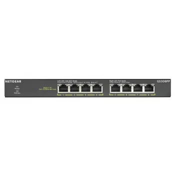 NETGEAR GS308PP No gestionado Gigabit Ethernet (10/100/1000) Power over Ethernet (PoE) negro