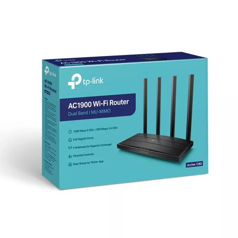 TP-Link Archer C80 Router inalámbrico Gigabit Ethernet Dual-Band (2,4 GHz / 5 GHz) Negro