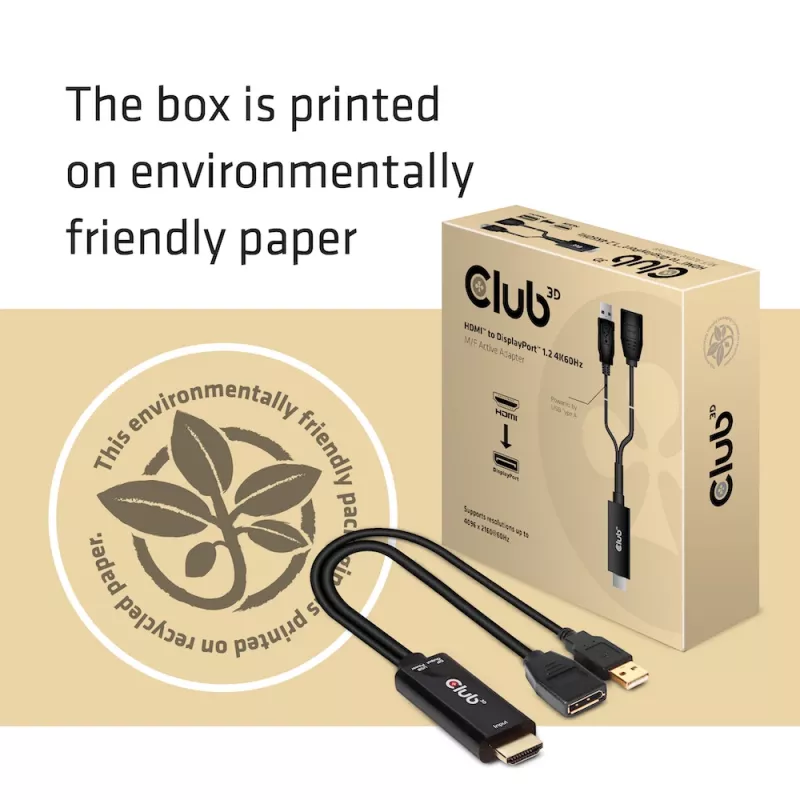 CLUB3D CAC-1331 Adaptador de cable de vídeo 0,25 m HDMI DisplayPort Negro