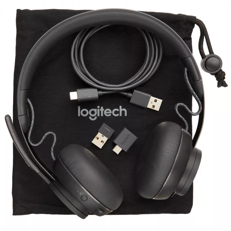 Logitech Zone Wireless MS 981-000854 auriculares Bluetooth, supraaurales, cancelación activa de ruido, carga inalámbrica Qi, Microsoft Teams, grafito